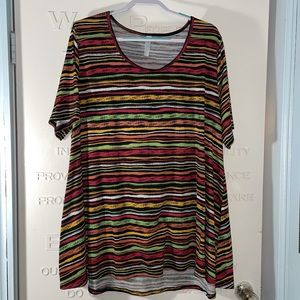 LLR Perfect Tee - Harvest stripe  (Tunic) 3x